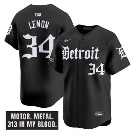 Youth Detroit Tigers #34 Chet Lemon Black "Motor Gothic Edition" Vapor Premier Limited Stitched Baseball Jersey