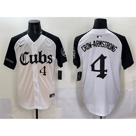 Men's Chicago Cubs #4 Pete Crow-Armstrong White "Gothic North Side Edition" Vapor Premier Limited Stitched Baseball Jersey