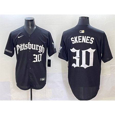 Men's Pittsburgh Pirates #30 Paul Skenes Black "Gothic Steel City Edition" Vapor Limited Stitched Baseball Jersey