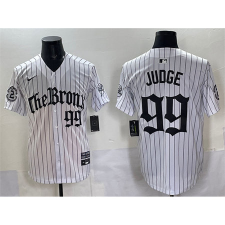 Men's New York Yankees #99 Aaron Judge White Pinstripe "Gothic Legacy Edition" Vapor Premier Limited Stitched Baseball Jersey