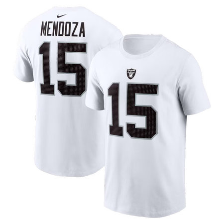 Men's Las Vegas Raiders #15 Fernando Mendoza Nike White Name & Number T-Shirt