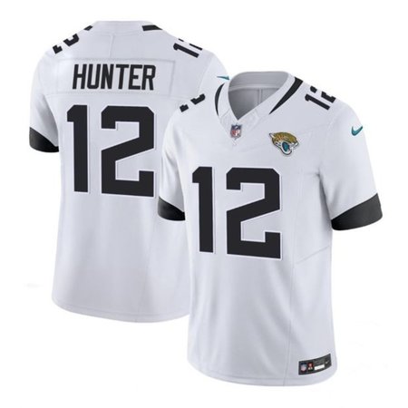 Men's Jacksonville Jaguars #12 Travis Hunter White 2025 Draft F.U.S.E. Vapor Limited Stitched Football Jersey