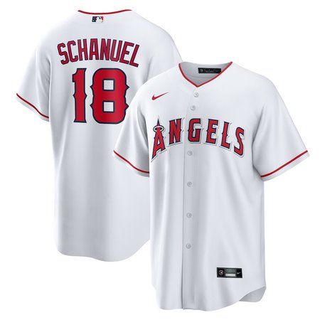 Men's Los Angeles Angels #18 Nolan Schanuel Nike White Home Replica Jersey