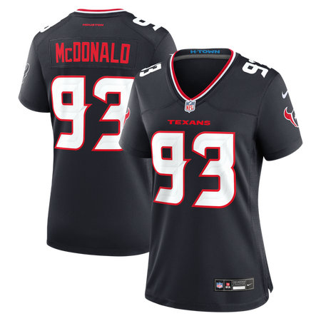 Women's Houston Texans #93 Kayden McDonald Nike Navy 2026 NFL Draft Game Jersey