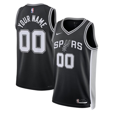 Men's San Antonio Spurs Nike Black Swingman Icon Edition Custom Jersey