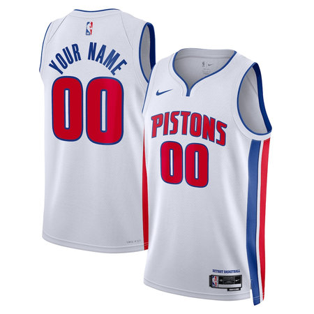 Men's Detroit Pistons White Swingman Association Edition Custom Jersey