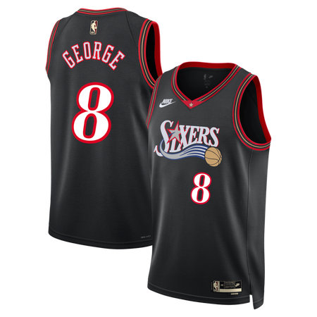Men's Philadelphia 76ers #8 Paul George Nike Black Classic Edition Jersey