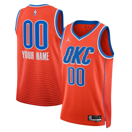 Men's Oklahoma City Thunder Orange 2022/23 Swingman Statement Edition Custom Jersey