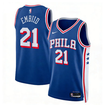 Youth Philadelphia 76ers #21 Joel Embiid Blue Swingman Icon Edition Jersey