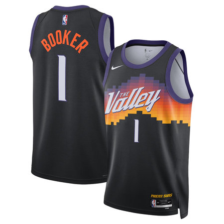 Men's Phoenix Suns #1 Devin Booker Nike Black 2025/26 Swingman City Edition Jersey