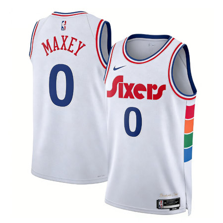 Youth Philadelphia 76ers #0 Tyrese Maxey Nike White 2024/25 Swingman City Edition Jersey