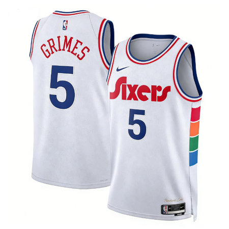 Men's Philadelphia 76ers #5 Quentin Grimes Nike White 2024/25 Swingman City Edition Jersey