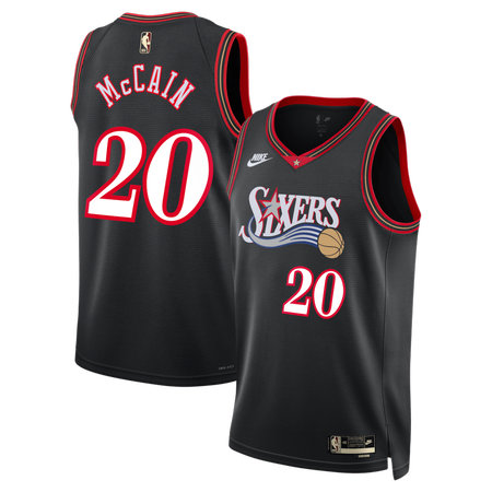 Men's Philadelphia 76ers #20 Jared McCain Nike Black Classic Edition Jersey