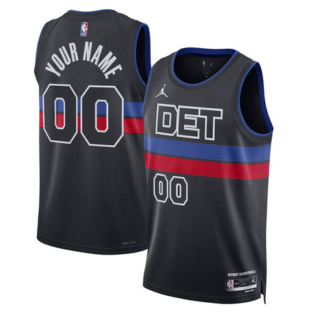 Men's Detroit Pistons Black 2022/23 Swingman Statement Edition Custom Jersey