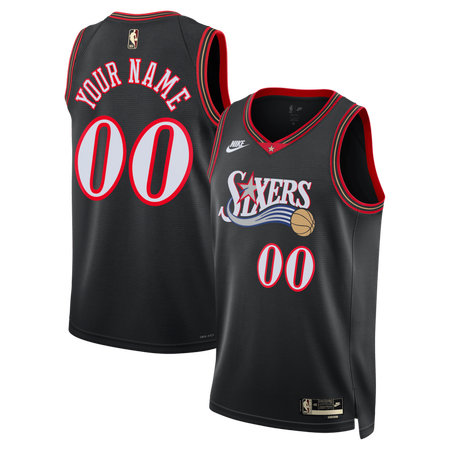 Men's Philadelphia 76ers Nike Black Classic Edition Custom Jersey