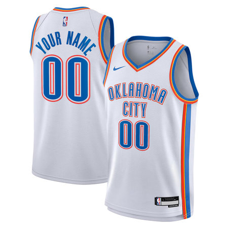 Men's Oklahoma City Thunder White Swingman Statement Edition Custom Jersey