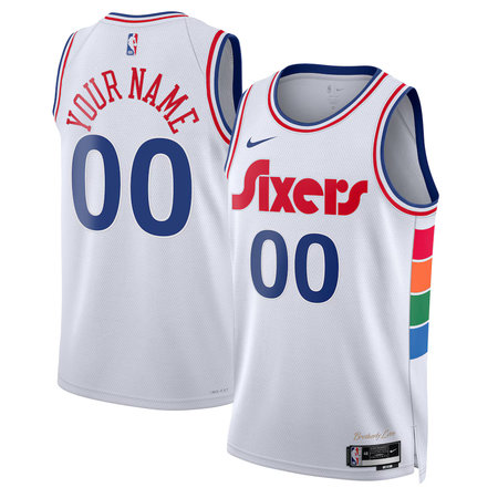 Men's Philadelphia 76ers Nike White 2024/25 Swingman City Edition Custom Jersey