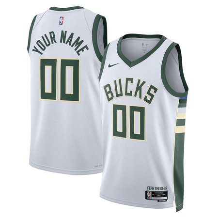 Men's Milwaukee Bucks Nike White Swingman Association Edition Custom Jersey
