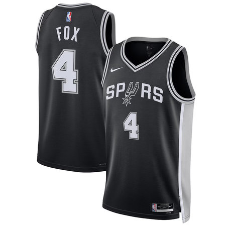 Men's San Antonio Spurs #4 De'Aaron Fox Nike Black Swingman Player Icon Edition Jersey