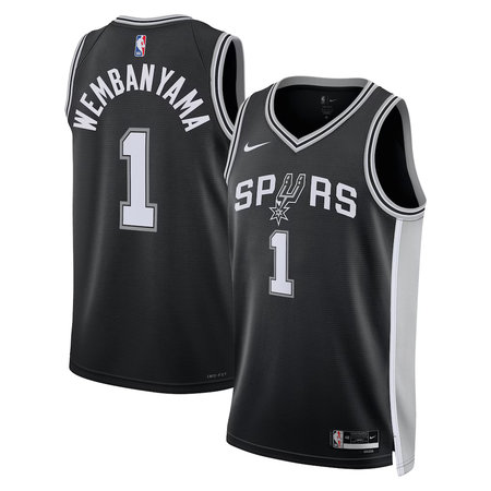 Women's San Antonio Spurs #1 Victor Wembanyama Nike Black 2023 NBA Draft First Round Pick Swingman Icon Edition Jersey