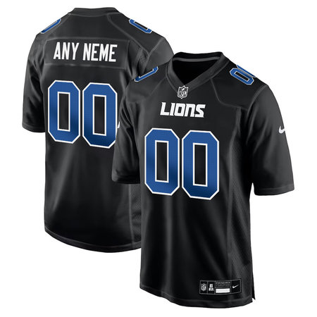 Men's Detroit Lions Carbon Black Fashion Game Custom Jersey