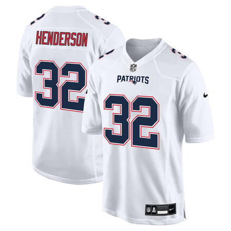 Men's New England Patriots #32 TreVeyon Henderson Tundra White Fashion Game Jersey