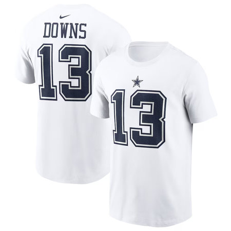 Men's Dallas Cowboys #13 Caleb Downs Nike White Name & Number T-Shirt