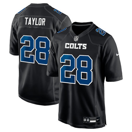 Men's Indianapolis Colts #28 Jonathan Taylor Carbon Black Fashion Game Jersey