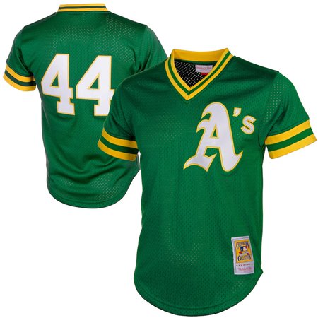 Men's Oakland Athletics #44 Reggie Jackson Green Cooperstown Mesh Batting Practice Jersey