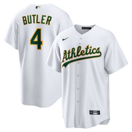 Men's Oakland Athletics #4 Lawrence Butler Nike White Home Replica Jersey