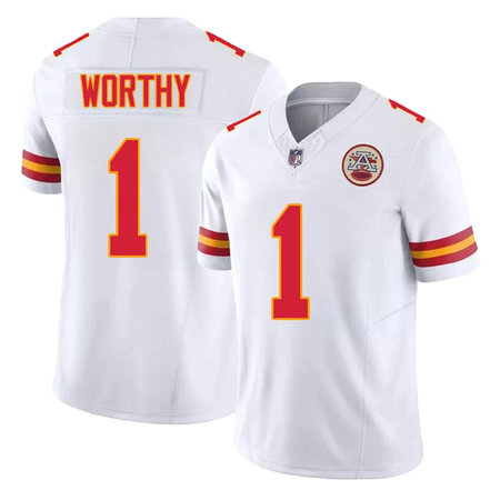 Men's Kansas City Chiefs #1 Xavier Worthy White Vapor F.U.S.E Limited Jersey