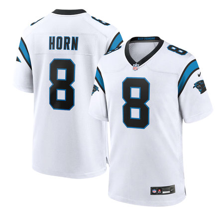 Youth Carolina Panthers #8 Jaycee Horn Nike White Game Road Jersey