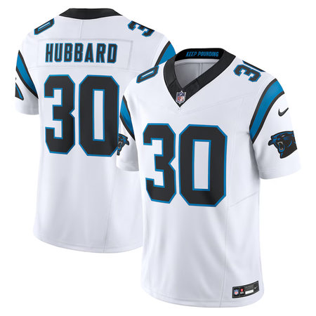 Youth Carolina Panthers #30 Chuba Hubbard Nike White Vapor F.U.S.E. Limited Jersey