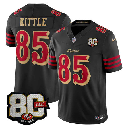 Men's San Francisco 49ers #85 George Kittle Black 80 Anniversary Rivalries Collection Vapor F.U.S.E. Limited Jersey