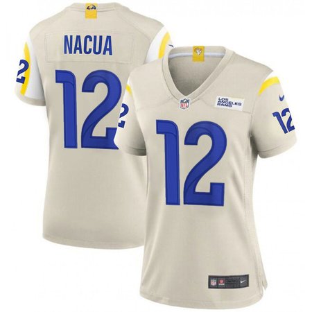 Women's Los Angeles Rams #12 Puka Nacua Bone Vapor F.U.S.E. Limited Player Jersey