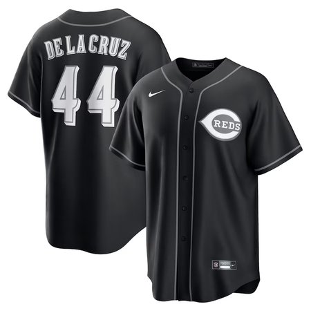Men's Cincinnati Reds #44 Elly De La Cruz Nike Black Lights Out Replica Player Jersey