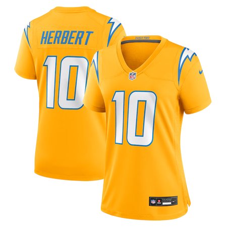 Women's Los Angeles Chargers #10 Justin Herbert Gold Alternate Charger Power Game Jersey
