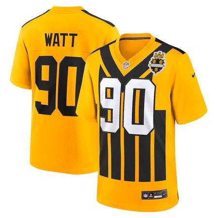 Youth Pittsburgh Steelers #90 T.J. Watt Nike Gold Alternate 1933 Throwback Game Jersey