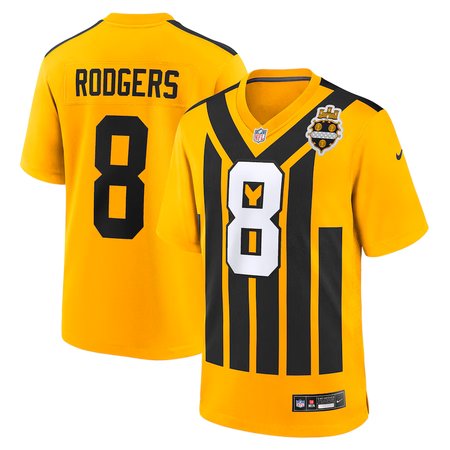Men's Pittsburgh Steelers #8 Aaron Rodgers Nike Gold Alternate 1933 Throwback Game Jersey