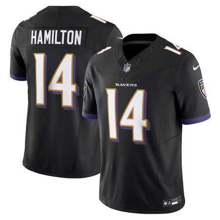 Men's Baltimore Ravens #14 Kyle Hamilton Nike Black Alternate Vapor F.U.S.E. Limited Jersey