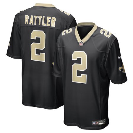 Men's New Orleans Saints #2 Spencer Rattler Nike Black Game Jersey
