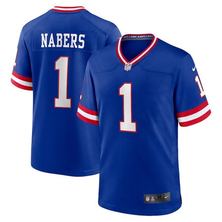 Men's New York Giants #1 Malik Nabers Nike Royal Game Player Jersey