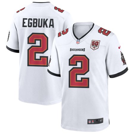 Men's Tampa Bay Buccaneers #2 Emeka Egbuka Nike White 50th Anniversary Game Jersey