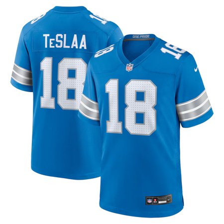 Men's Detroit Lions #18 Isaac TeSlaa Blue Game Player Jersey