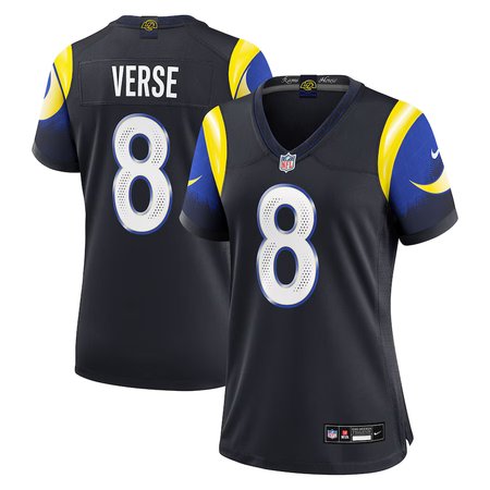 Women's Los Angeles Rams #8 Jared Verse Black Rivalries Collection Game Jersey