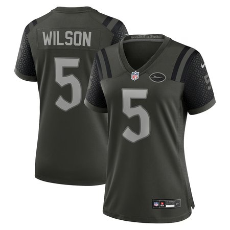 Women's New York Jets #5 Garrett Wilson Black Rivalries Collection Game Jersey