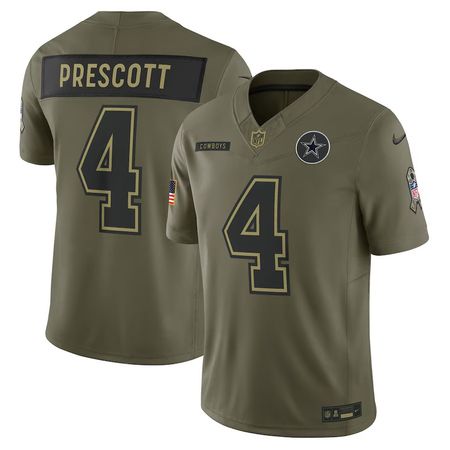 Youth Dallas Cowboys #4 Dak Prescott Nike Olive 2025 Salute to Service Limited Jersey
