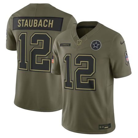 Youth Dallas Cowboys #12 Roger Staubach Nike Olive 2025 Salute to Service Retired Limited Jersey