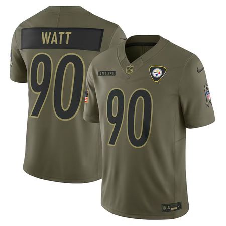 Men's Pittsburgh Steelers #90 T.J. Watt Nike Olive 2025 Salute to Service Limited Jersey