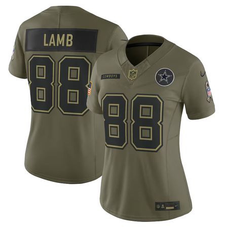 Women's Dallas Cowboys #88 CeeDee Lamb Nike Olive 2025 Salute to Service Limited Jersey